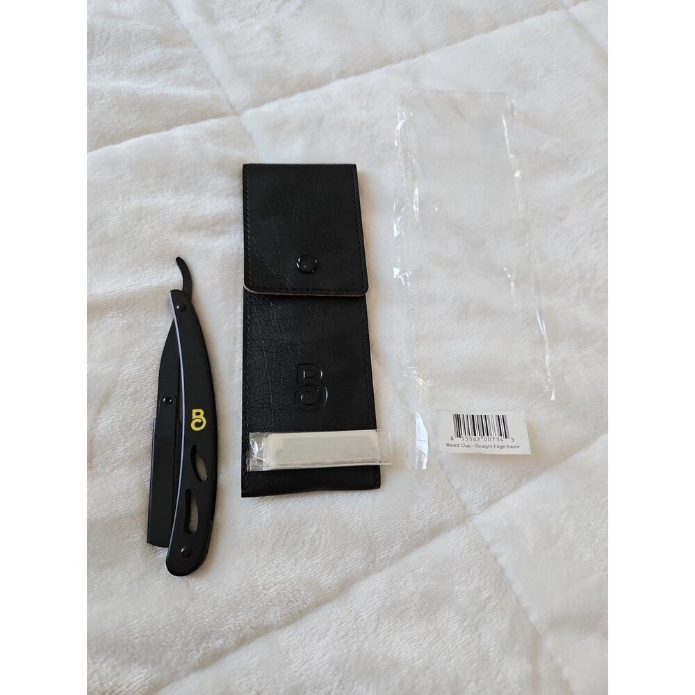 The Beard Club Barber Straight Edge Razor Kit for Men W/Black Faux Leather Case